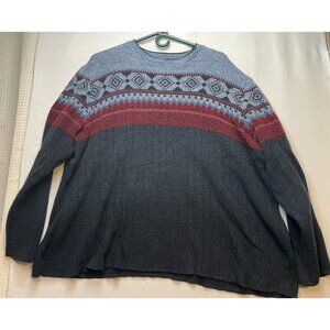 Spunky knit sweater mens XL aztec long sleeve made USA blue black